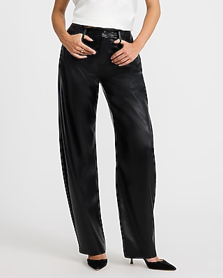 High Waisted Faux Leather Barrel Pant
