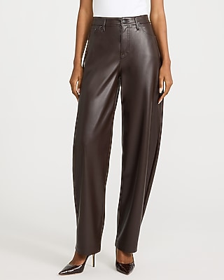High Waisted Faux Leather Barrel Pant