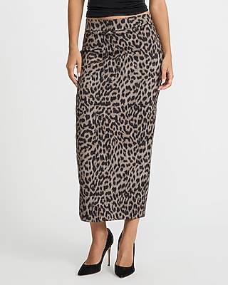 Leopard Super High Waisted Maxi Column Skirt in Signature Ponte