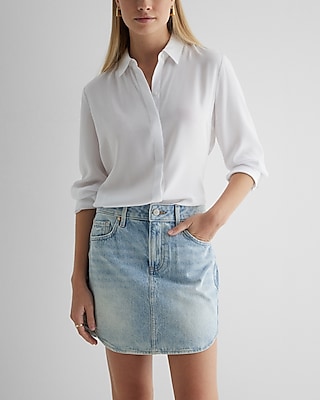 High Waisted Light Wash Mini Denim Skirt