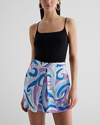 Super High Waisted Printed Mini Skort