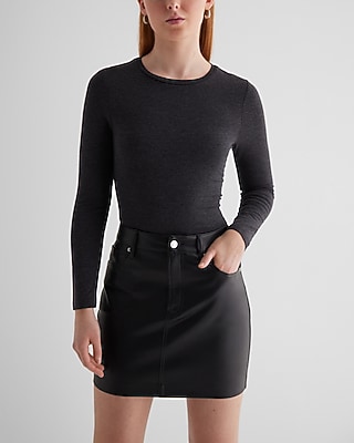 High Waisted Faux Leather Mini Skirt Black Women's 4