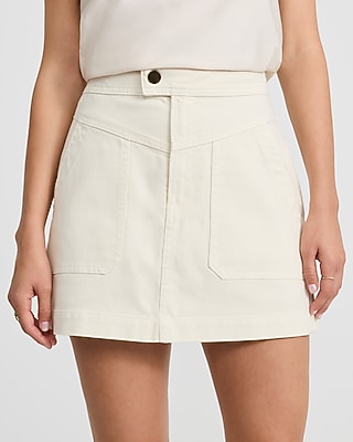High Waisted Utility Denim Mini Skirt
