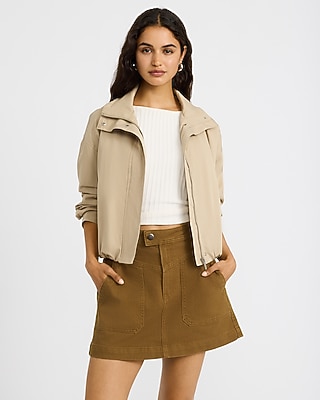 High Waisted Utility Denim Mini Skirt