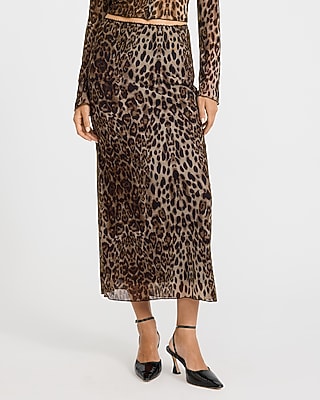 Leopard Mesh Maxi Skirt