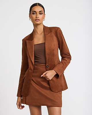 Faux Suede High Waisted Button Detail Wrap Mini Skirt