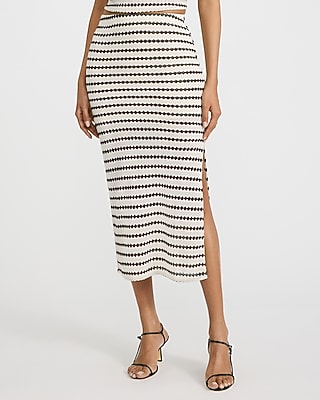 Crochet Striped High Waisted Midi Skirt