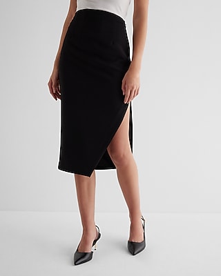 Stylist Super High Waisted Side Slit Midi Pencil Skirt