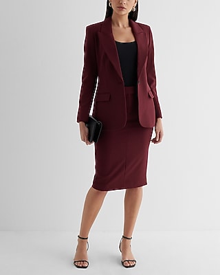 Editor High Waisted Midi Pencil Skirt Red Women's 0