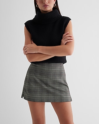 Editor Super High Waisted Plaid Tailored Mini Skort