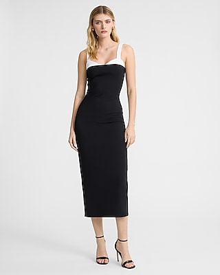 Plus Size Two-Toned Print Sweetheart Cocktail Party Dress/Midi Dress