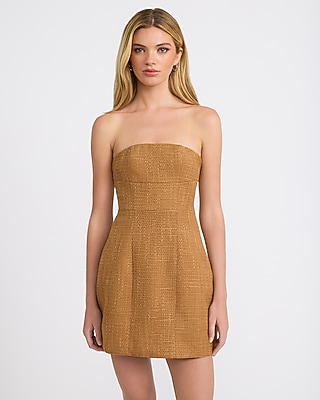 Boucle Strapless Structured Mini Dress