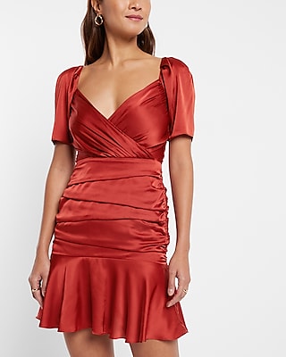 Cocktail & Party Satin Ruched Mini Dress