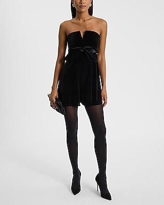 Sleeveless Velvet Cocktail Party Dress/Romper/Jumpsuit With a Bow(s)