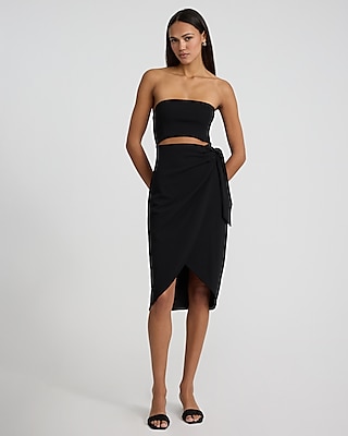 Strapless Wrap Cutout Midi Dress