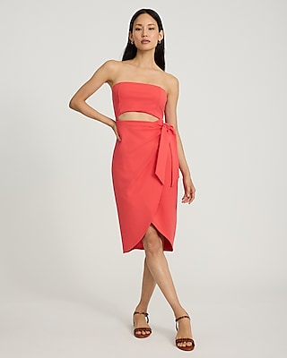 Plus Size Strapless Cutout Wrap Midi Dress