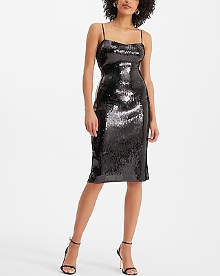 Cocktail & Party Sequin Sweetheart Neckline Midi  Dress