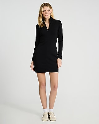 Short Long Sleeves Mock Neck Dress