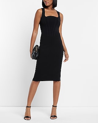 Work Bodycon Corset Midi Sweater Dress