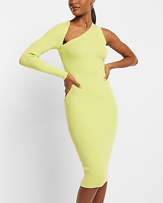 Sweater Cocktail Asymmetric Ribbed Party Dress by Express