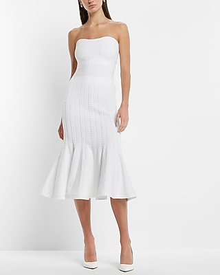 Cocktail & Party Bridal Strapless Flounce Hem Sweater Dress