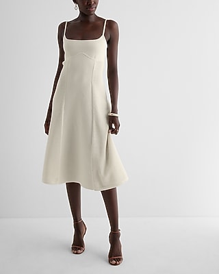 Casual Square Neck Crochet Underwire Midi Sweater Dress