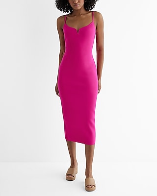 Casual,Cocktail & Party,Date Night,Bridal Shower Body Contour V-Wire Sleeveless Midi Dress Women's