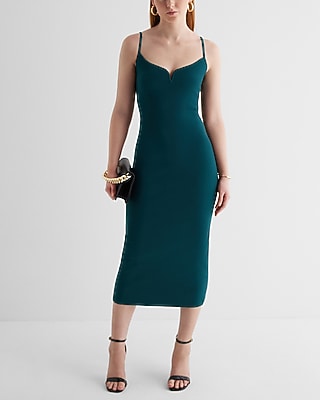 Casual,Cocktail & Party,Date Night Bodycon V-Wire Sleeveless Midi Sweater Dress