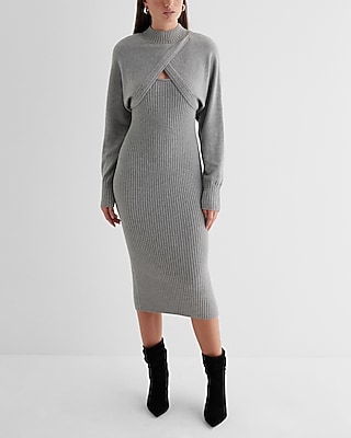 Casual Ribbed Two Piece Sweater Midi Dress