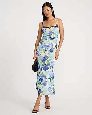 Peekaboo Lace Floral Mesh Maxi Sheath Dress