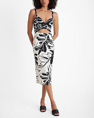 General Print Sweetheart Cocktail Cutout Sleeveless Party Dress/Midi Dress