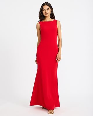 Boat Neck Sleeveless Twist Back Maxi Dress