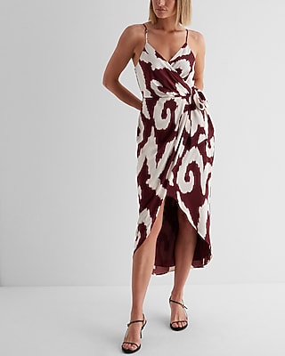 Cocktail & Party Printed Faux Wrap High-Lo Maxi Dress
