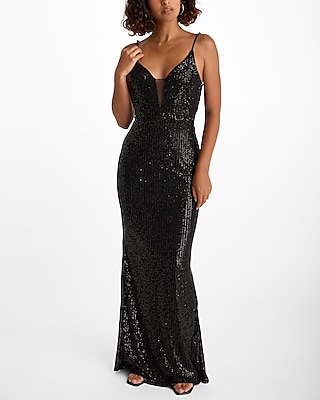 V-neck Sequined Cocktail Sleeveless Party Dress/Maxi Dress