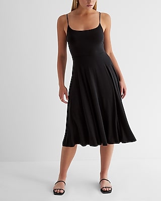 Casual Scoop Neck Midi Cami Dress With Bra Cups
