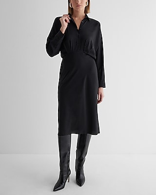 Work Half Button Up Midi Portofino Shirt Dress