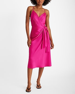 V-neck Satin Sleeveless Spaghetti Strap Cocktail Party Dress/Wedding Dress by Express