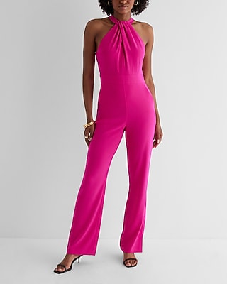 Cocktail & Party Twist Halter Neck Flare Leg Jumpsuit