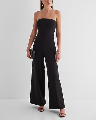 Cocktail & Party,Casual Strapless Wide Leg Palazzo Jumpsuit