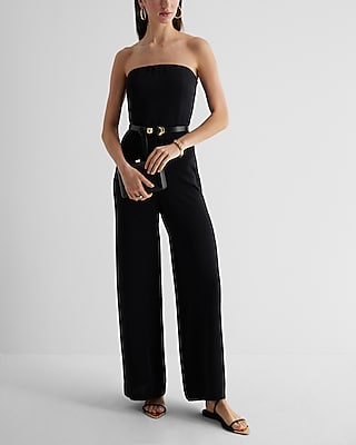 Casual,Cocktail & Party Strapless Wide Leg Palazzo Jumpsuit Black Women's 2