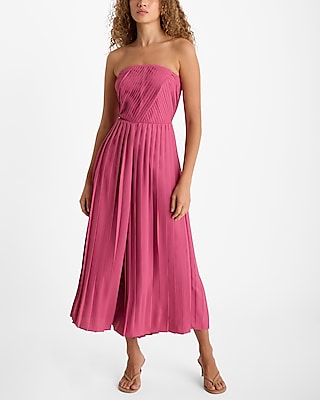 Plus Size Strapless Flowy Pocketed Pleated Smocked Cocktail Party Dress/Wedding Dress/Romper/Jumpsuit