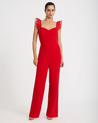 Sweetheart Flutter Sleeve Wide Leg Jumpsuit