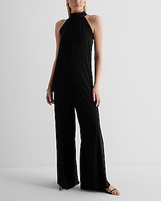 Casual Mock Neck Shapeless Wide Leg Palazzo Jumpsuit