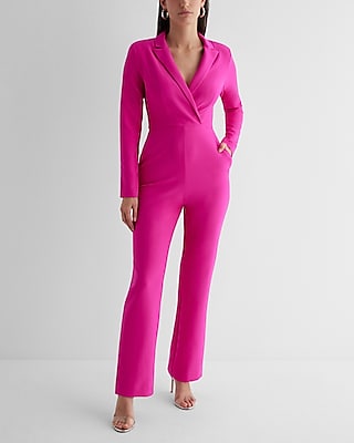 Work Long Sleeve Blazer Jumpsuit Pink Women's 6
