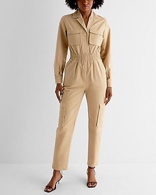 Casual Utility Straight Leg Chino Jumpsuit