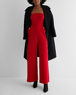 Cocktail & Party Strapless Wide Leg Palazzo Jumpsuit Red Women's XS