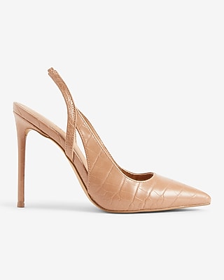 Croc-Embossed Cutout Slingback Pumps