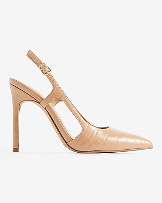 Croc-Embossed Cutout Slingback Pumps