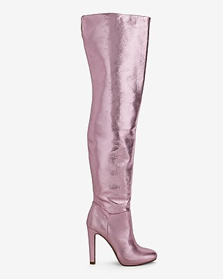 Brian Atwood X Express Metallic Over The Knee Heeled Boots Pink Women's 7.5