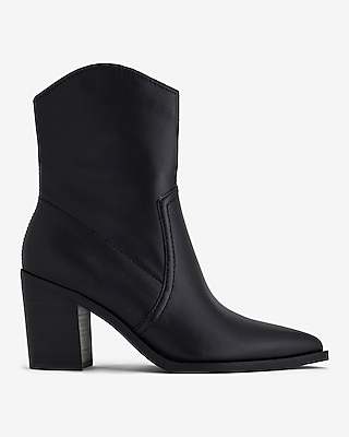 Leather Pointed Toe Ankle Boots